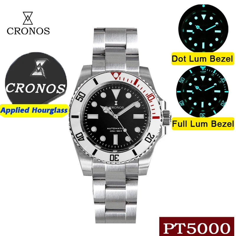 Cronos Sub Diving Men Automatic Mechanical Watch No Date PT5000