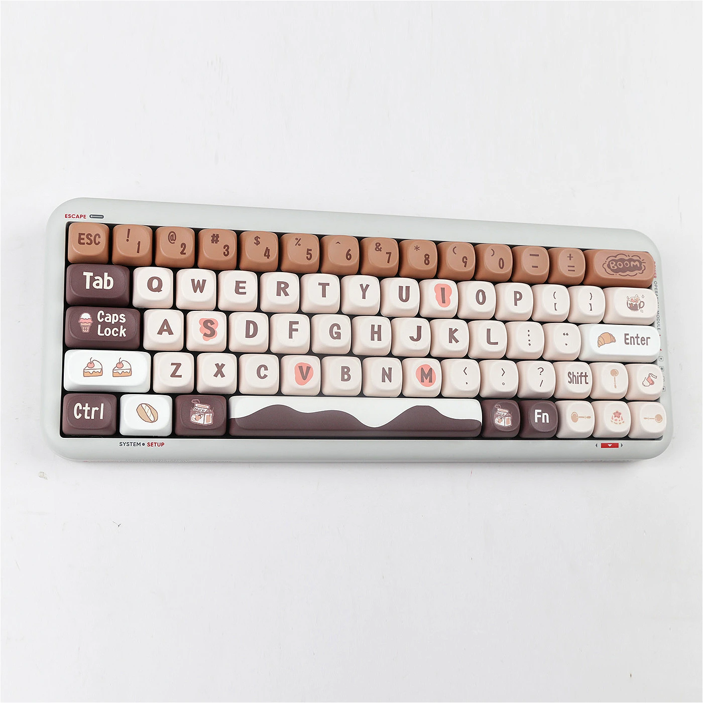 Chocolate Coffee Keycaps Cute Cartoon MOA Height Wooting keycaps set for HI75 98 99 104F87 etc Mechanical Keyboard Switches