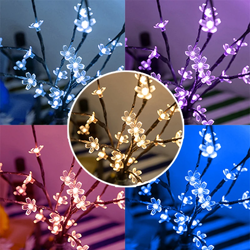 

20 LED Cherry Branch Light Colorful DIY Flexible Willow Lights 2 x AA Batteries Powered for Indoor Ramadan Decoration 2022