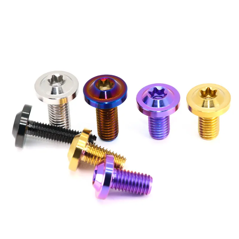 5pcs TC4 Titanium Alloy Screw Flying Saucer Head Big Head Inner Plum Blossom Motorcycle Modification Bolt Anti Theft Screw M4 M5