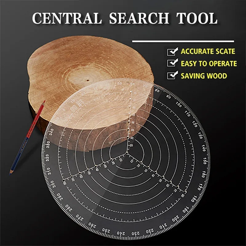 

200MM/300MM Round Center Finder Compass Circle Gauge Acrylic Ruler for Wood Turning Lathe Work Circles Drawing Tool