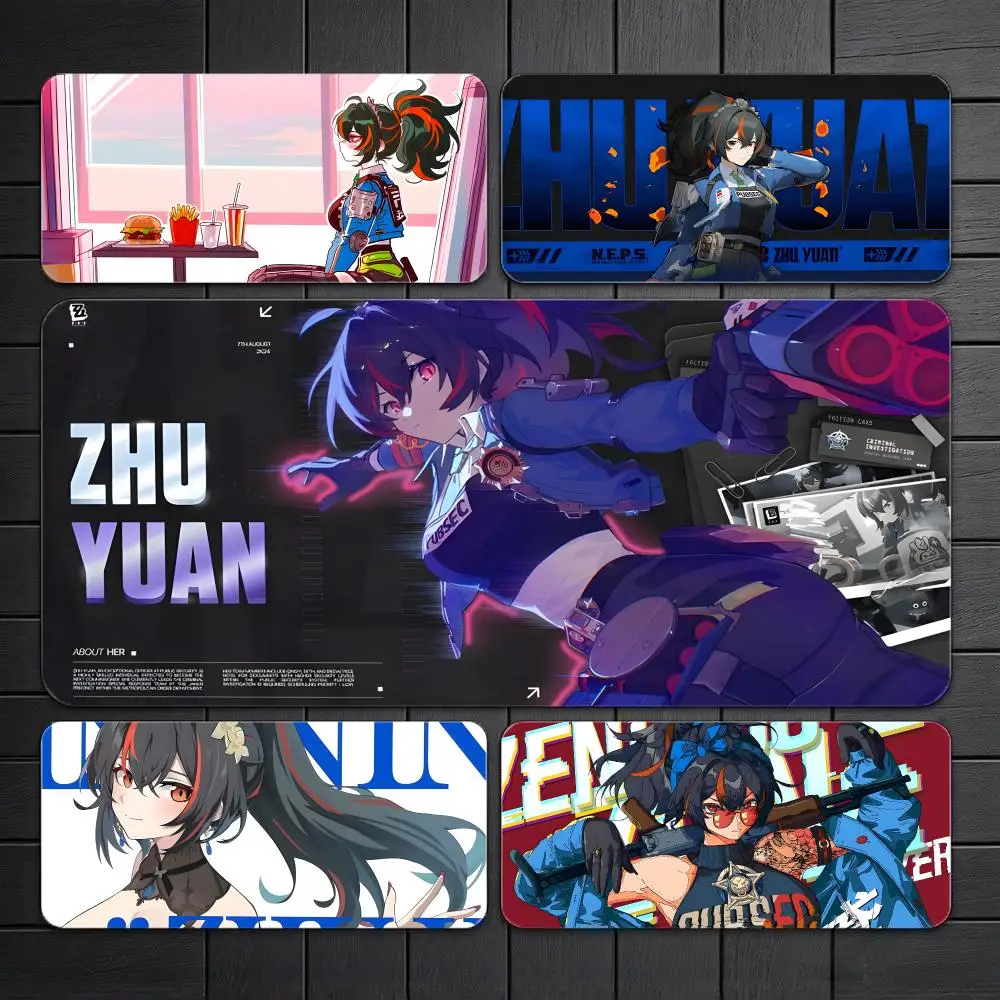 Flashy Game Z-Zenless Zone Zero Zhu Yuan Mouse Pad Gaming Desk Mat Large Mousepad Non Slip Base With Stitched Edge