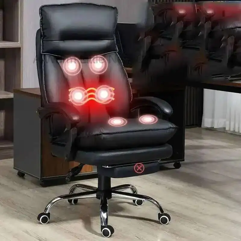 Swivel Leather Office Chair Fix Executive Massage Chair Design Headrest Handle Cadeira Para Computador Decoration Accessories