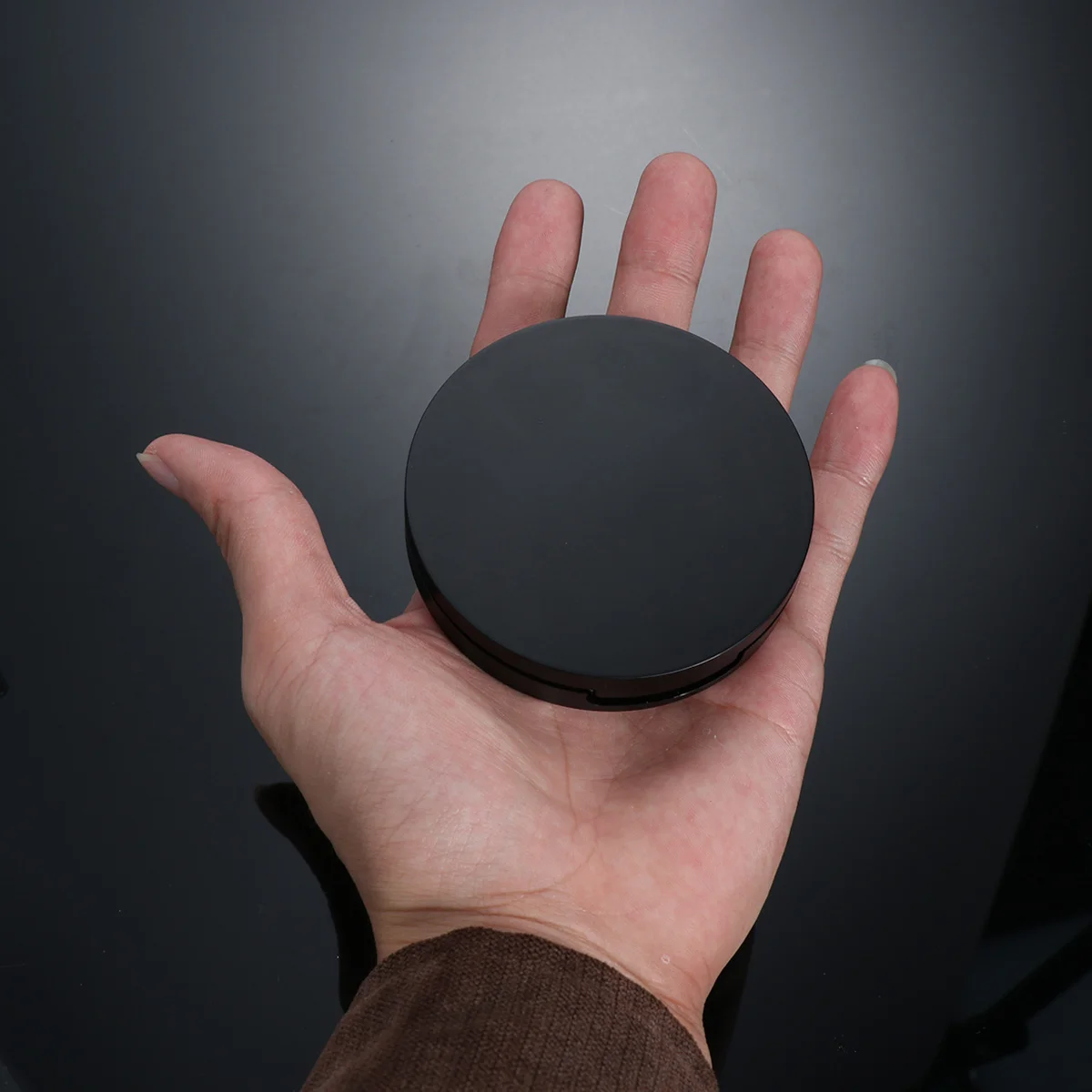 2 pçs redondo vazio preto recarregável creme recipientes leve portátil espelho compacto viagem bálsamo labial sombra caso