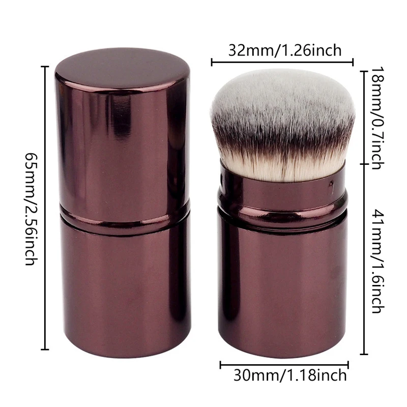 Portable Powder Brush with Cap- 65mm Nylon Makeup Brush for Foundation/Concealer/Highlighter Multifunctional Face Brush