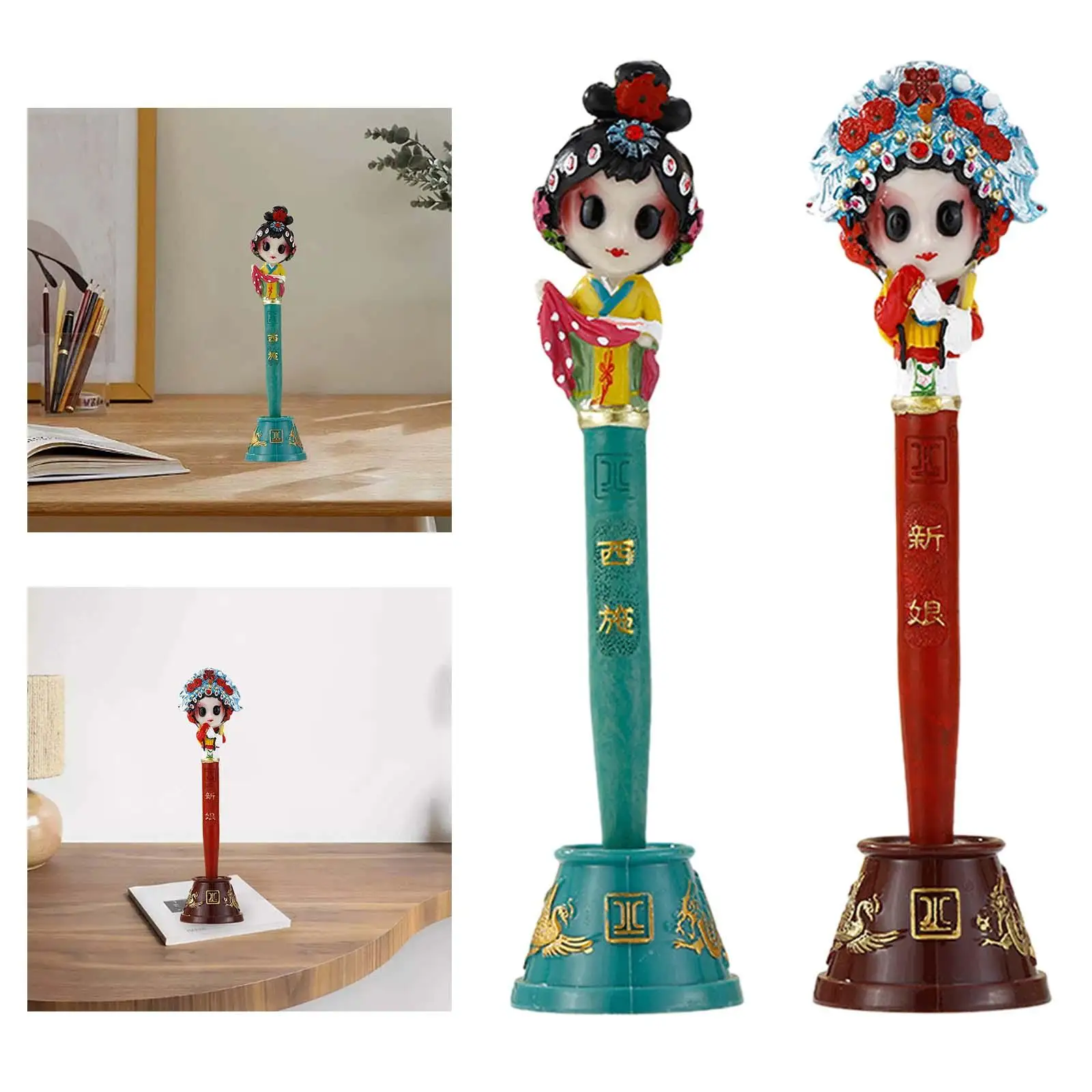 북경 오페라 마스크 펜 장식, 중국 드라마 캐릭터 볼펜, 축제 생일 여행 휴일 데스크탑 장식