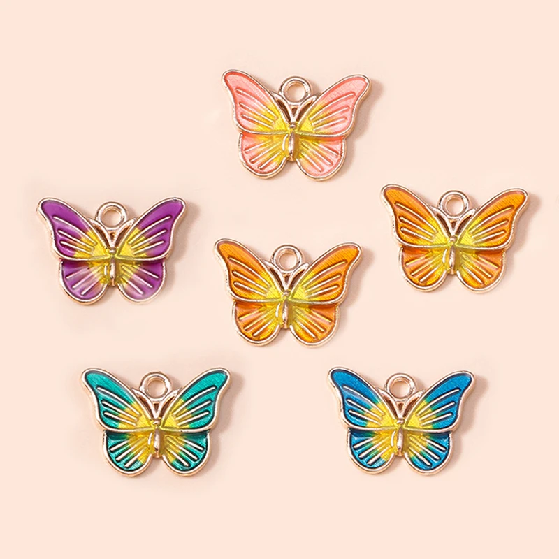 10 stücke 13*18mm Mode Bunte Emaille Schmetterling Charms für Ohrringe Armband Halskette Diy Schmuck Anhänger Großhandel