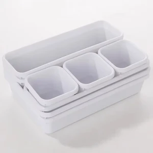 Ajustável gaveta Organizer Box, bandejas, Maquiagem, Cosméticos, Diversos Divisor, Suporte, Cozinha, Banheiro, Armário, Caixa de Jóias, 8Pcs, Conjunto 10 principais vendas organizador de armário gavetas - №1