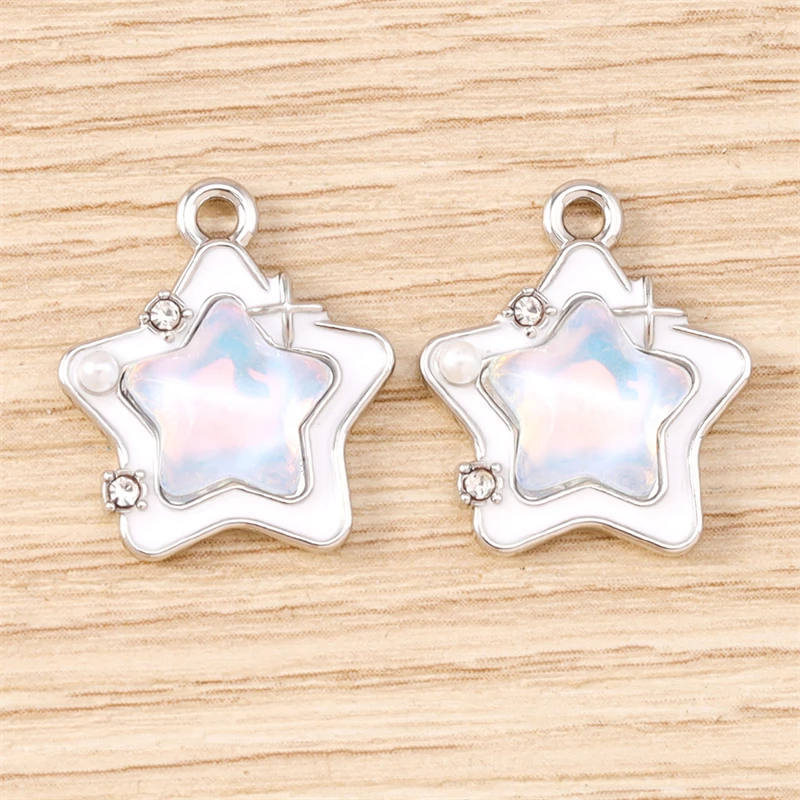 5 Stück 16 x 19 mm niedliche Kristall-Stern-Charms-Anhänger für Schmuckherstellung, Tropfen-Ohrringe, Halsketten, Armbänder, Zubehör, DIY, Basteln, Geschenke – Detail 8