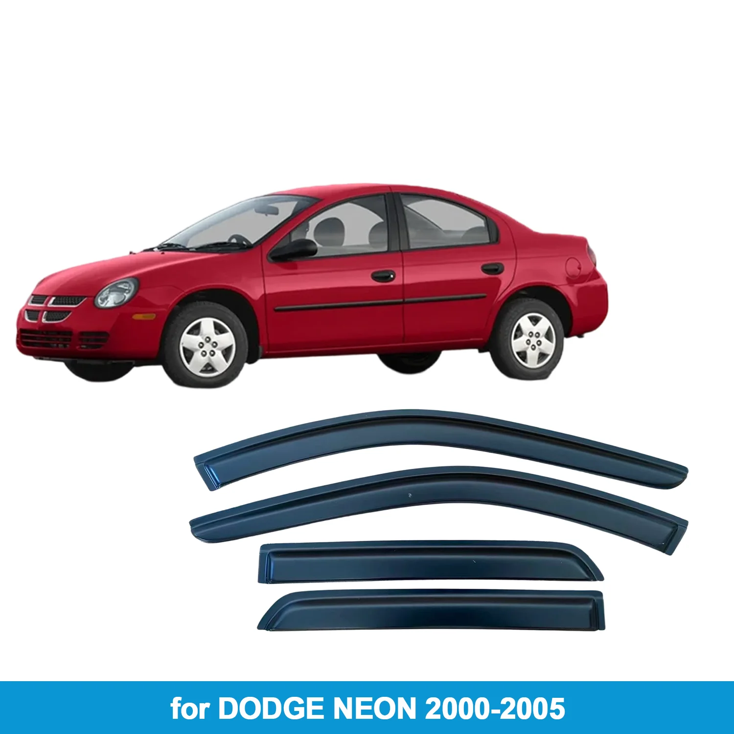 

Window Visor for DODGE NEON 2000-2005 Rain Guard Side Vent Deflector Weathershield Outside-Mount Tape On