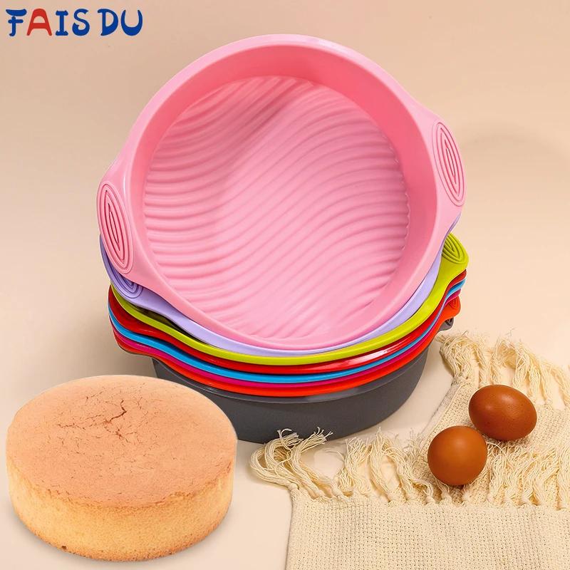 FAIS DU Upgraded Cake Silicone Baking Pan with Handle  Round Silicone Molds Bakeware for Cakes Mousse Pastry Cake Decorate Tools