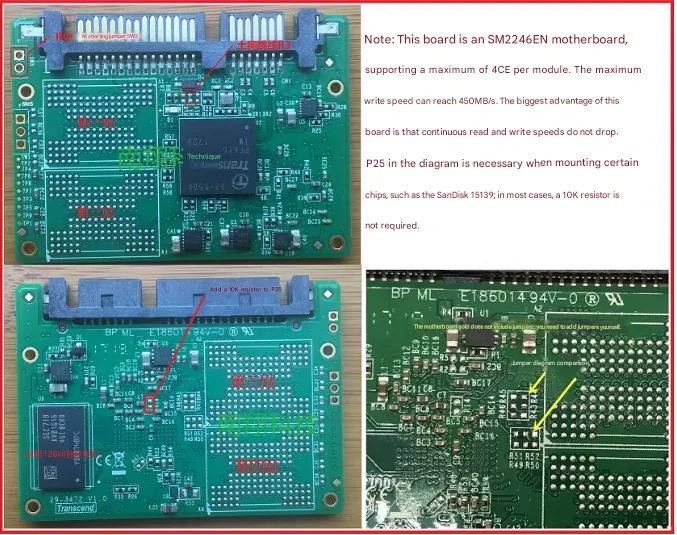 SM2246EN Motherboard SLC MLC Solid State DIY Kit with SATA3, mSATA, and M.2 Interfaces