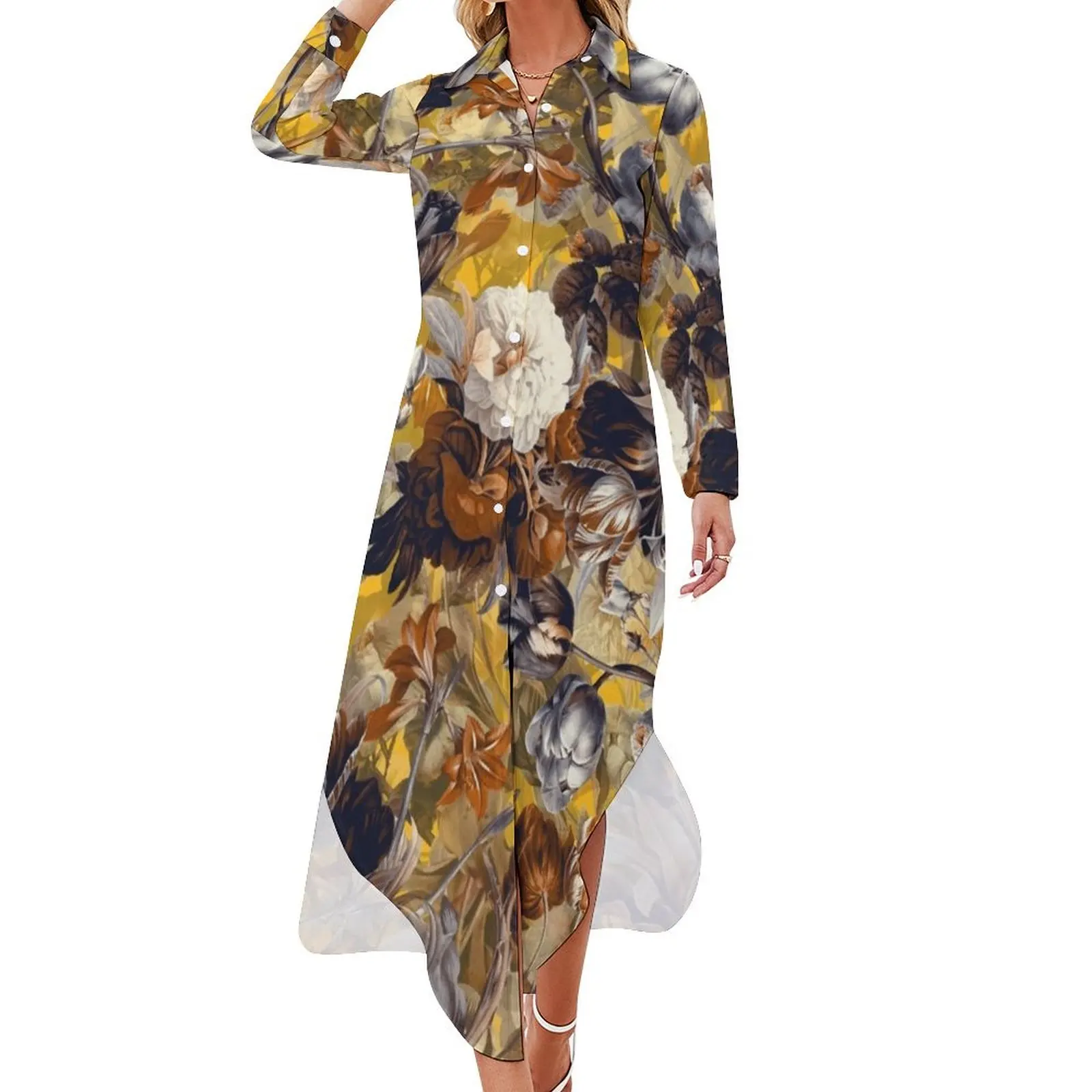 

Summer Botanical VII Long Sleeved Shirt Dress summer dresses Dress woman sexy dress