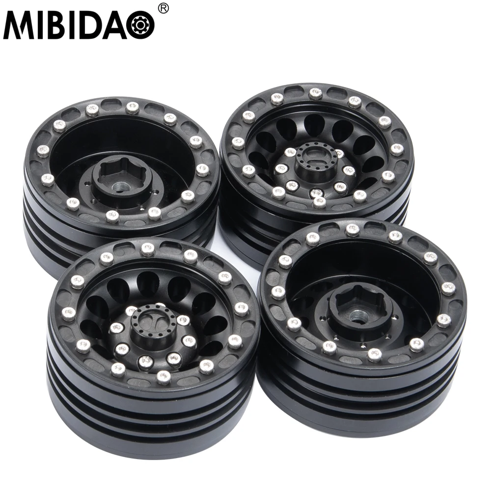 

MIBIDAO 4Pcs Metal 1.9" Beadlock Wheel Hub Rims for 1/10 Axial SCX10 90027 90028 90046 TRX4 D90 D110 Wraith RC Crawler Car Parts