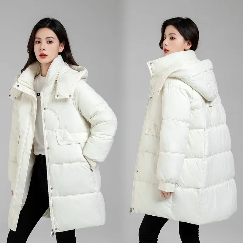 Down Parka Women Hooded Thick cap down jacket female 2023 winter new long thickening warm knee-length coat 311xy