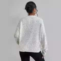 Maglione bianco da donna di tendenza alla moda giapponese retrò stile pigro con pullover maglione lavorato a maglia girocollo sia all'interno che all'esterno