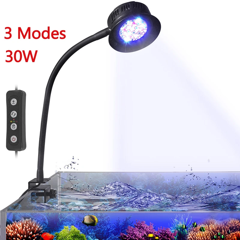 Aquarium LED récif lumière eau de mer Aquarium lumière 30W éclairage à intensité variable synchronisation Marine lumière d'eau salée Aquarium eau herbe Lighti