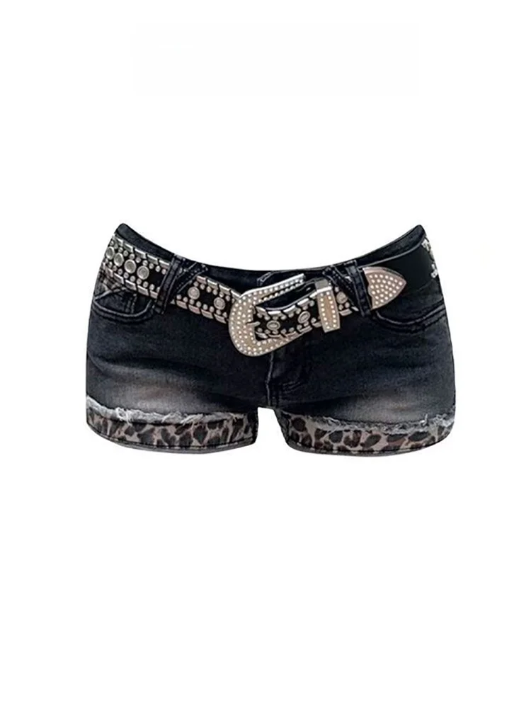 

Y2K Retro Leopard Print High Waist Super Short Denim Shorts Women Summer Sexy Butt Lifting Slimming Hot Pants Tight Fit Jeans