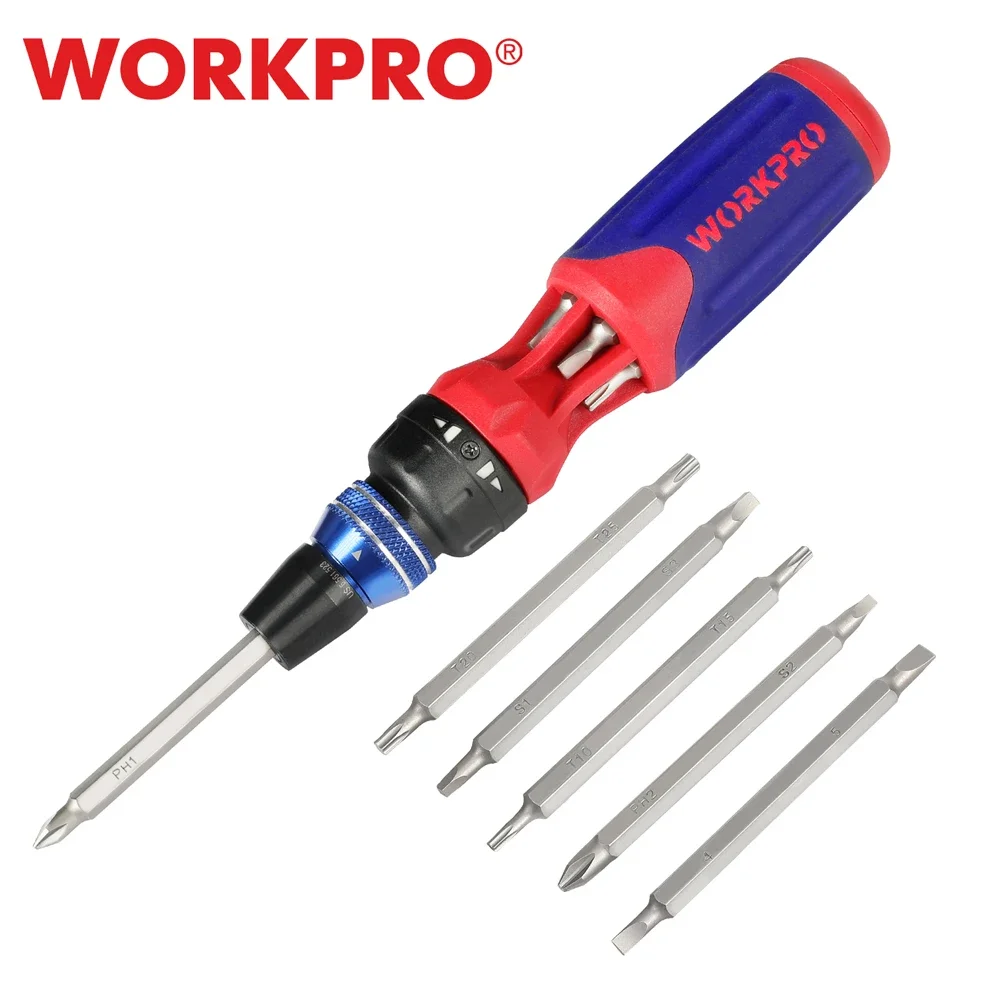 WORKPRO Ratcheting Screwdriver 12 in 1 Screwdriver set Quick Load Mechanism Screwdrivers S2 Bits Screwdriver Bit Set