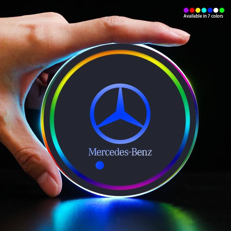 Car Luminous Coaster Water Cup Holder Anti-slip Pad Mat For Mercedes Benz AMG W212 W204 W211W168 W213 W205 W210 W108 W124 W176