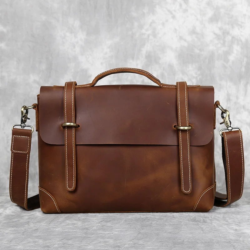 Retro Leder herren Handtasche Top Schicht Rindsleder Aktentasche Crazy Horse Leder Messenger Schulter Große Kapazität Computer Tasche NZPJ – Detail 20