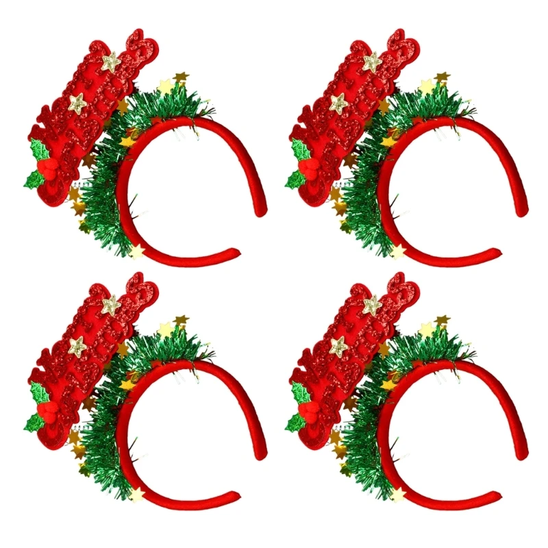 4Pcs Christmas Letter Headbands Set Christmas Themed Letters Headbands for Girl Festival Hair Hoop Collection DropShip