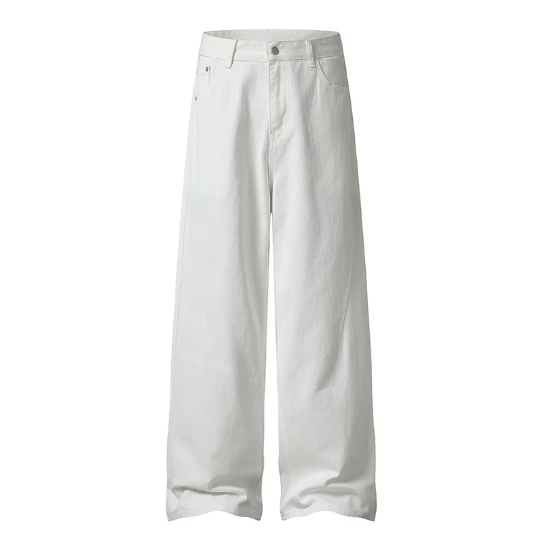 Men's 2026 Four Seasons New Straight Leg Pants Simple Solid Color Wide Leg Casual Pants