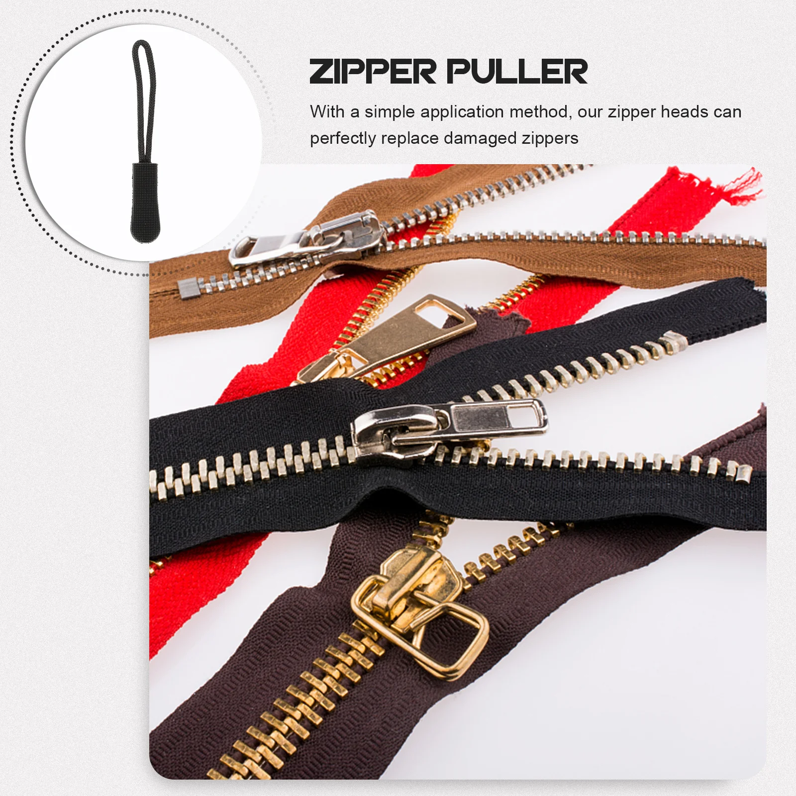 50 قطعة بديلة لسحب السحاب متينة وسهلة التركيب DIY رؤوس بسحاب لحقائب الظهر ومعاطف الأمتعة والملابس الرياضية #6