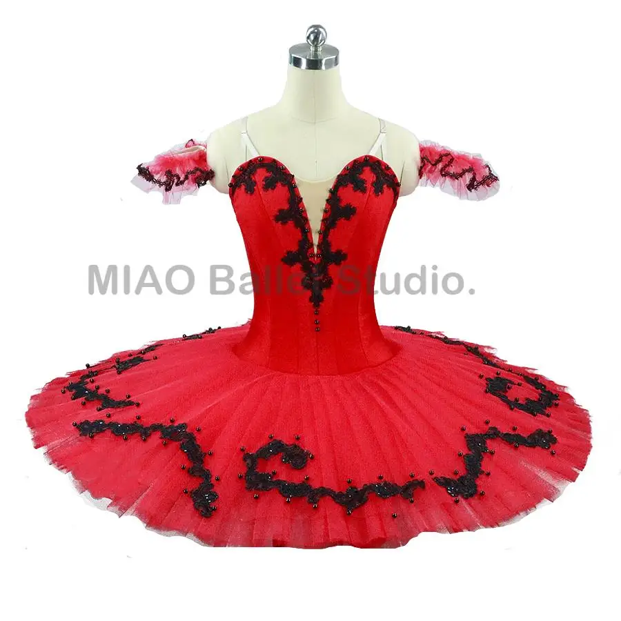 

Spanish Style red black classical tutu Stage women Performance Pancake Tutu girls Professional Ballet Costumes tulle dress 0025