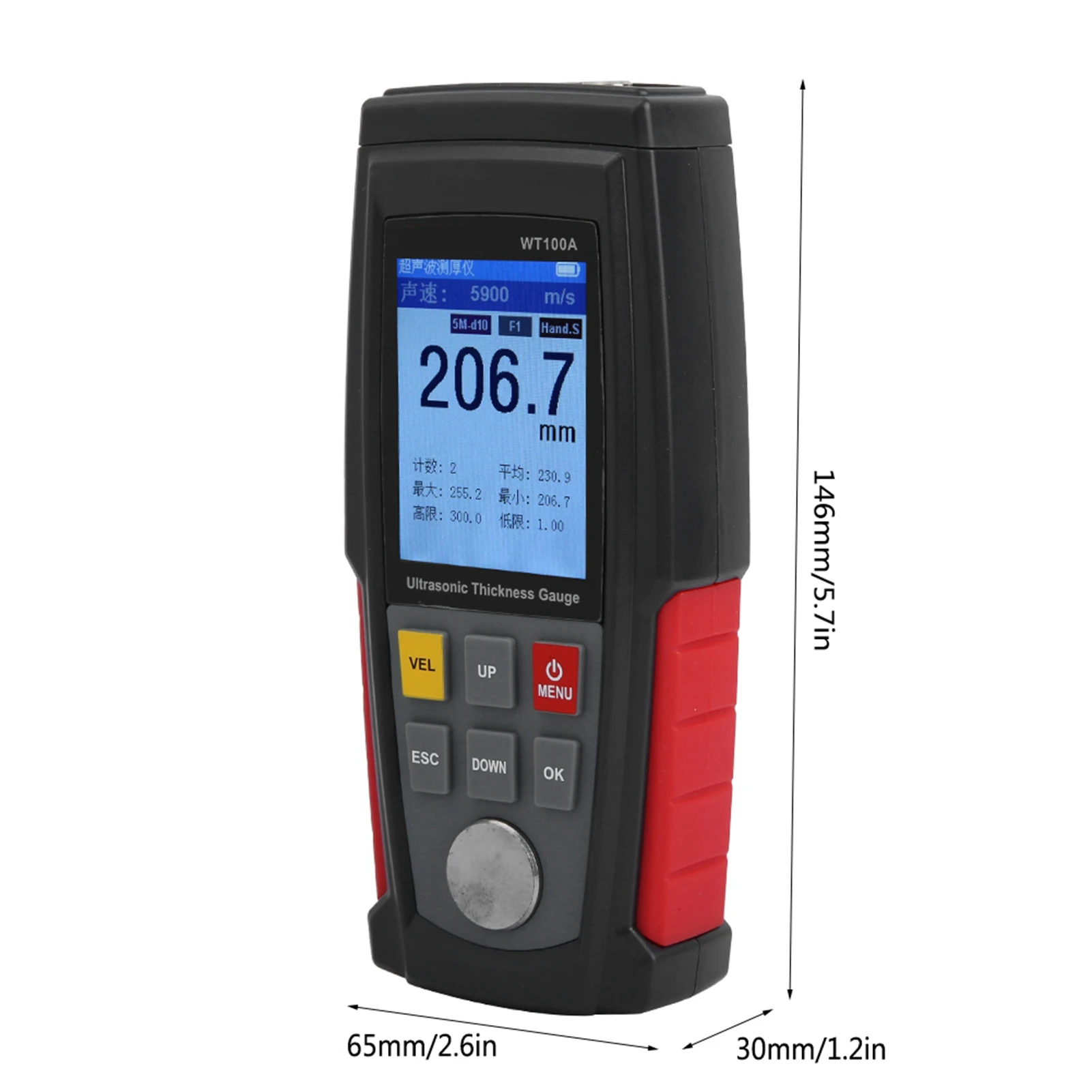 Digital Ultrasonic Thickness Gauge WT100A High Precision Digital Ultrasonic Thickness Gauge Meter Tester USB Charging - view 5
