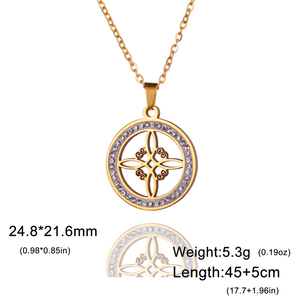 Edelstahl Hexenknoten Halskette Wicca Hexerei Kristall Strass Halsband Halsketten Für Frauen Amulett Schmuck Hochzeitsgeschenke – Detail 16
