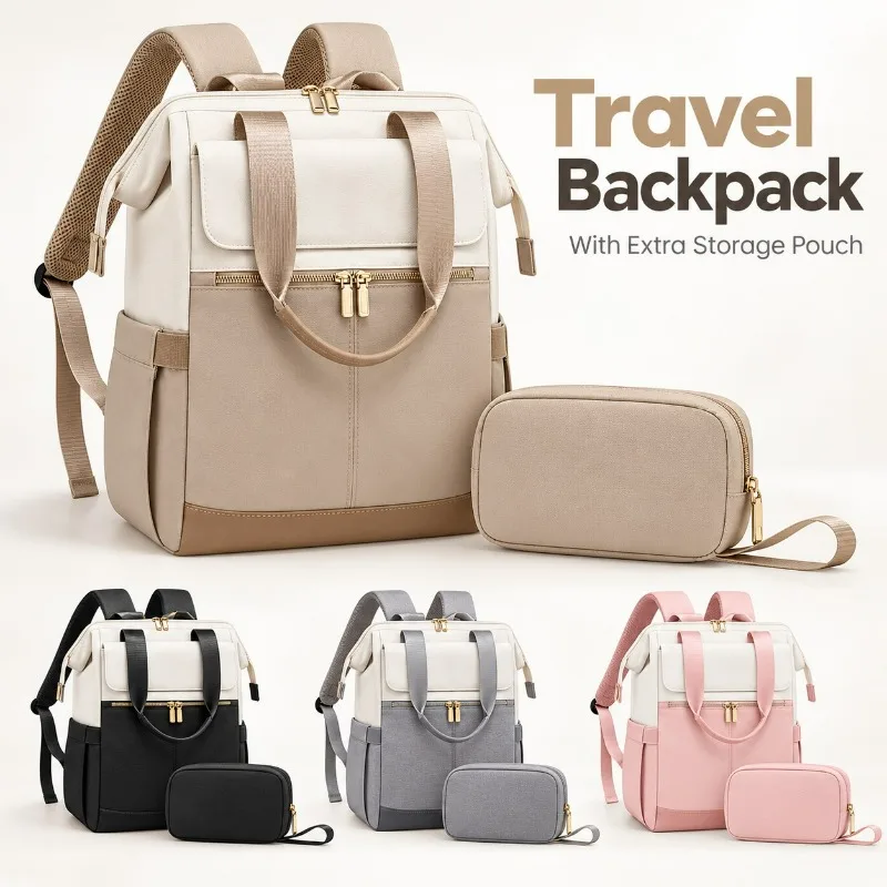 Simple Women Travel Laptop Fashion Computer Large Capacity Luggage Color Block Trendy School Backpack