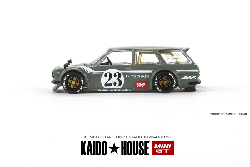 KAIDO HOUSE MINI GT KHMG076 1/64  DATSUN 510 Wagon #23 Grayish green Die-cast alloy car model toy collection gifts