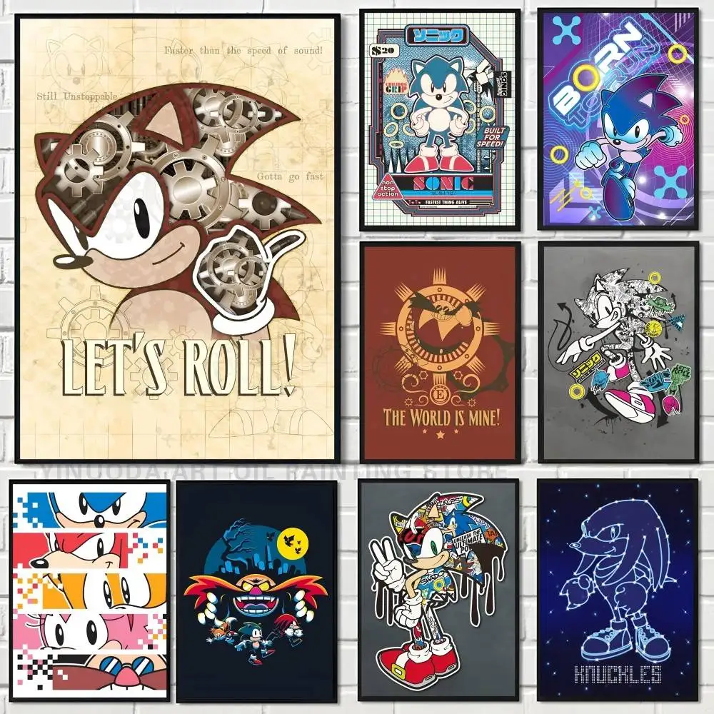Sonic le hérisson affiche mur Art impression étanche maison salon chambre Bar décor esthétique
