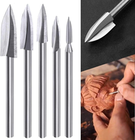 5pcs HSS Wood Carving Tools Engraving Drill Bit Set Wood Crafts Grinding Universal Milling Grinder for Rotary Woodworking Tools