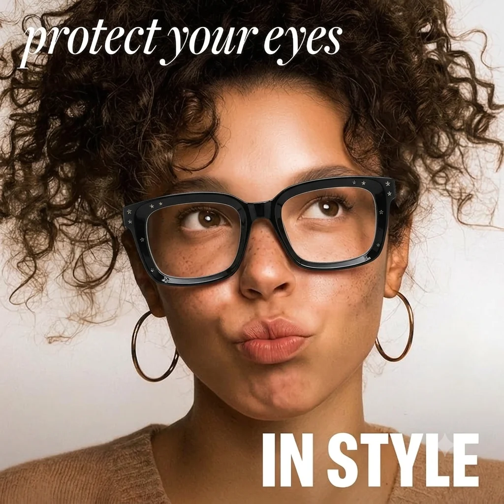 KLASSNUM Oversized Blue Light Glasses for Woman Funky Fashion Glasses Large Frame Square Sunglasses Anti-Blue Light Glasses