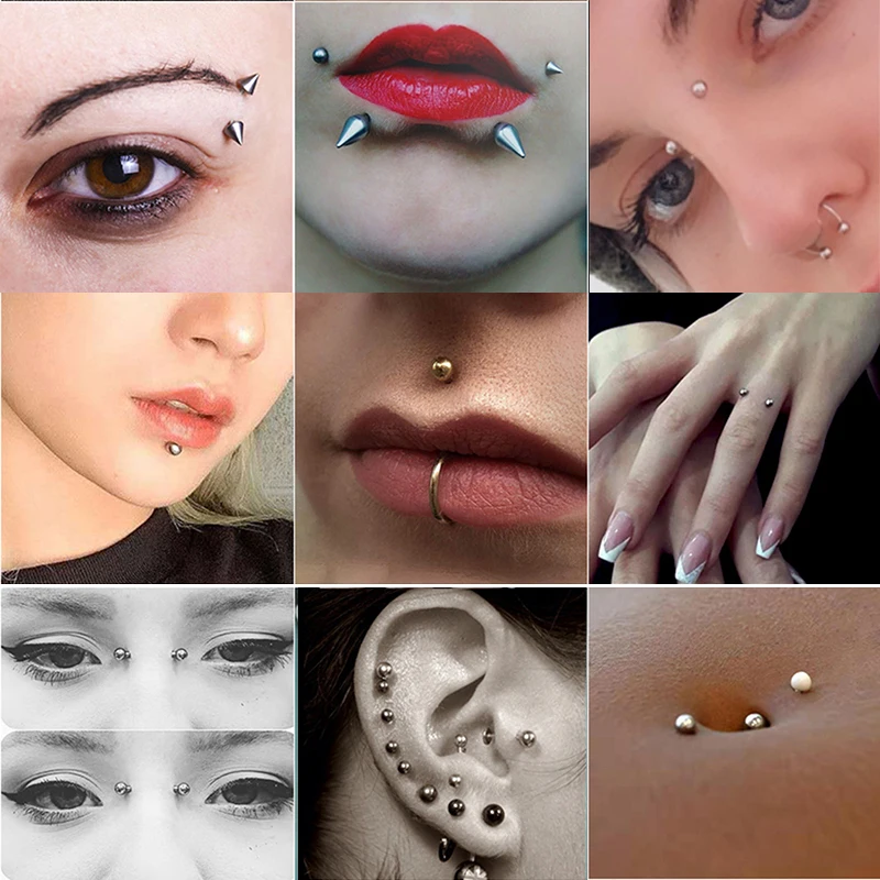 Sticker Fake Nose Ring Eyebow Face Lip Piercing Stud Belly Non Piercied Dermal Anchor Top Stainless Steel Fake Piercing Jewelry