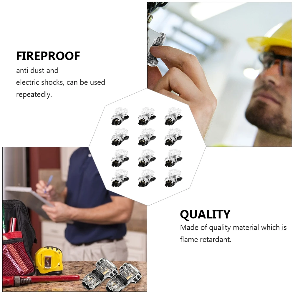 

15Pcs 2Pin 2Way Wire Connectors Polycarbonate Brass Splicer Cable Terminals Electric Kits Storage Box Wire Terminal Wiring