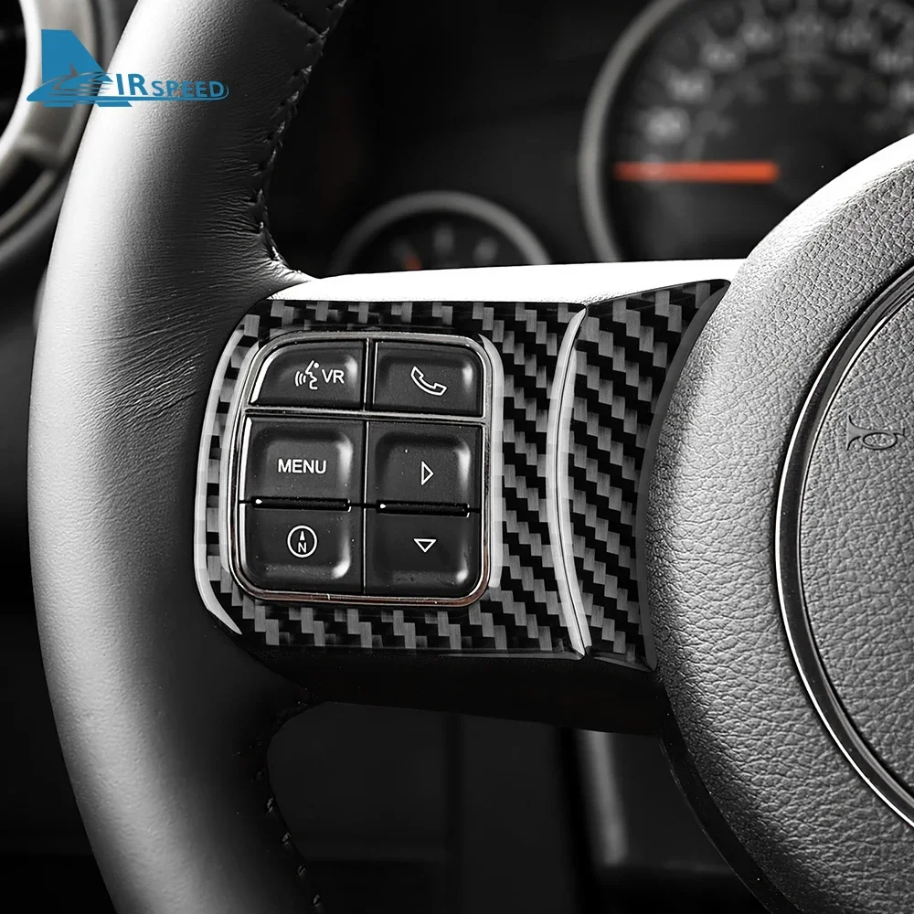 Real Soft Carbon Fiber Sticker For Jeep Wrangler JK JKU 2011 2012 2013 2014 2015 2016 2017 Car Steering Wheel Button Panel