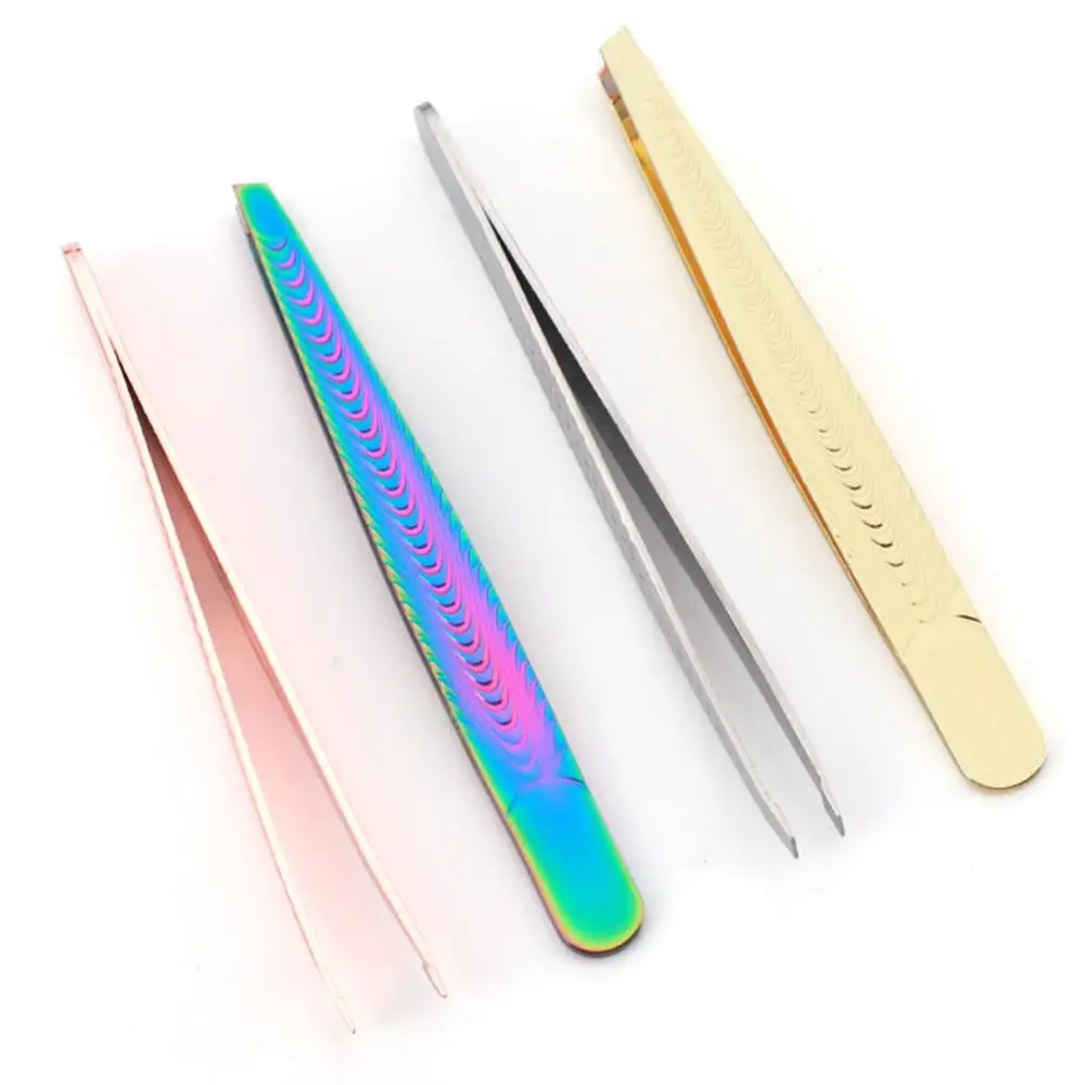 لاش قضيب الحاجب الملقط متعدد الوظائف رمش كليب اللحية الشعر إزالة الفولاذ المقاوم للصدأ أدوات ماكياج مائل طرف مسطح