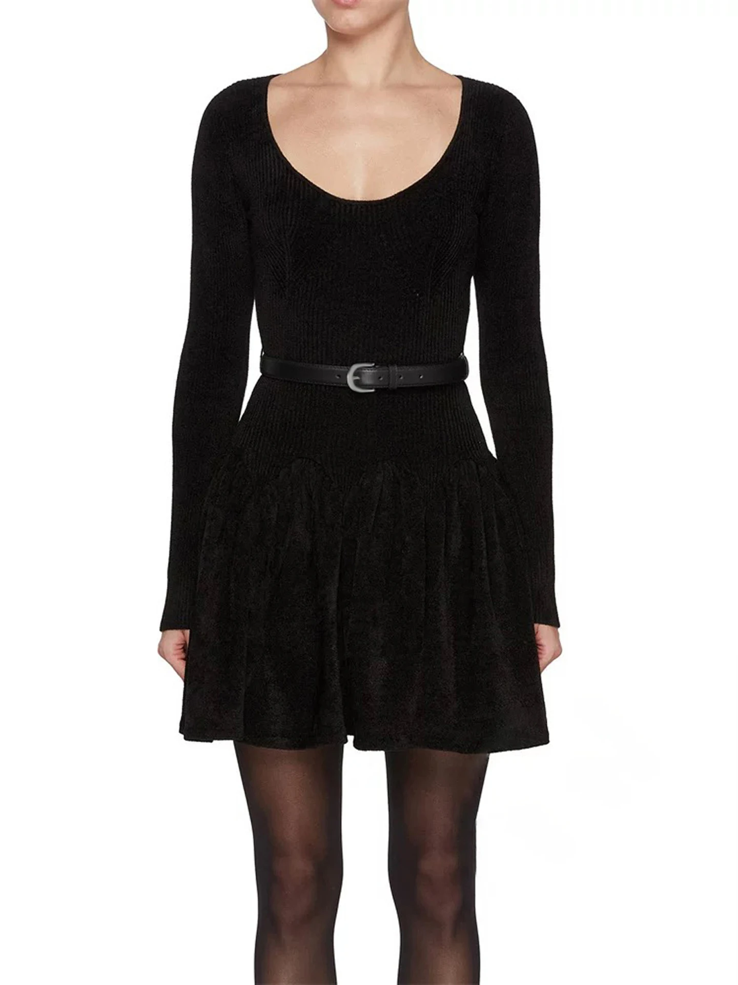 

Вязаная юбка-карандаш женская с завышенной талией, А-силуэт, в стиле Хепберн, для повседневной носки, простая, длинная, средней длины, U-образный вырез