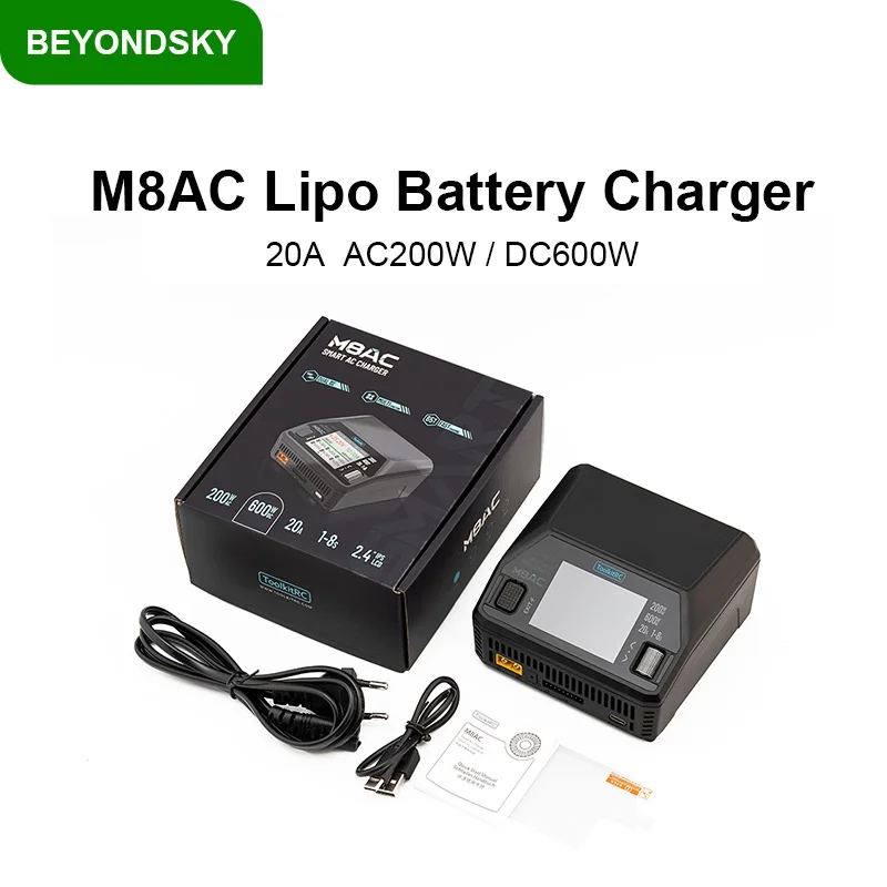 ToolkitRC M8AC Smart Lipo Caricabatteria Scaricatore AC 200W DC 600W 40A Max per 1-8S Lipo Batteria FPV Parti di Accessori