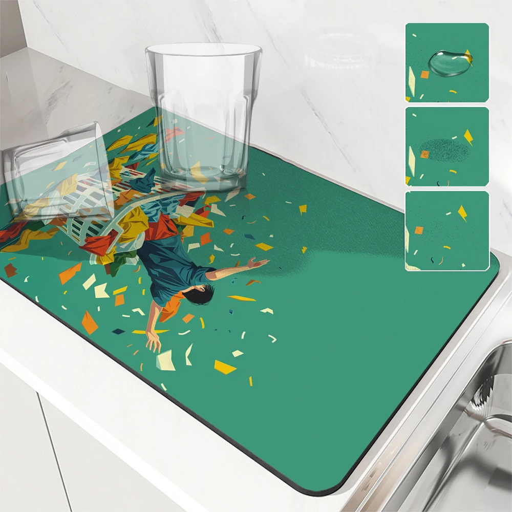 

Кухонный абсорбирующий коврик для сушки белья, абстрактный кухонный стол, украшение и аксессуары, столы с цветным рисунком