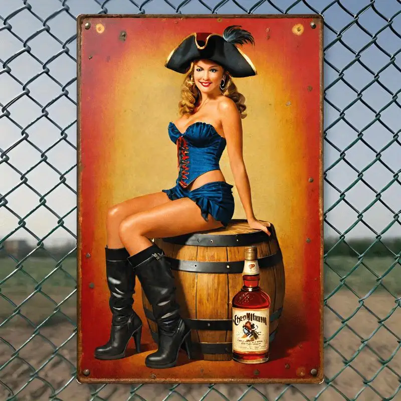 Captain for Style Decorative Art Iron Sign - Vintage Wall Hanging Decoration, Suitable for Home Bar, Living Room, Bedroom, Garde