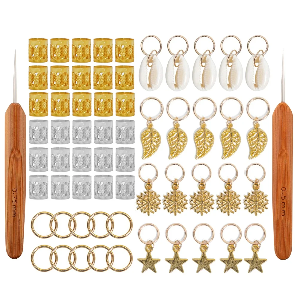 

82 Pcs Metal Round Buckle Hair Clips Lightweight Fashion Decorative Dreadlocks Rings Hair Cuffs Tube Headdress Gifts
