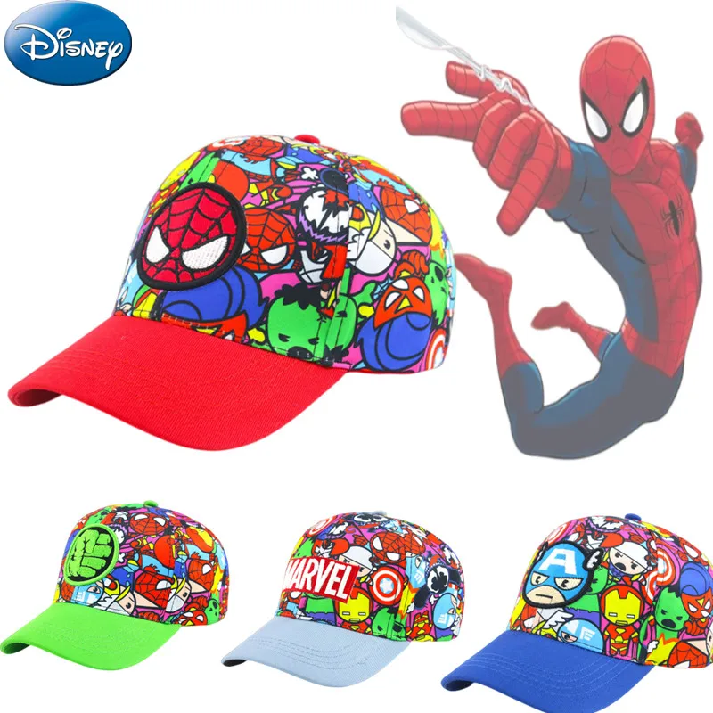 Disney-gorra de béisbol con estampado de Spiderman para niños, gorro de superhéroe de dibujos animados, Hulk, Primavera, novedad