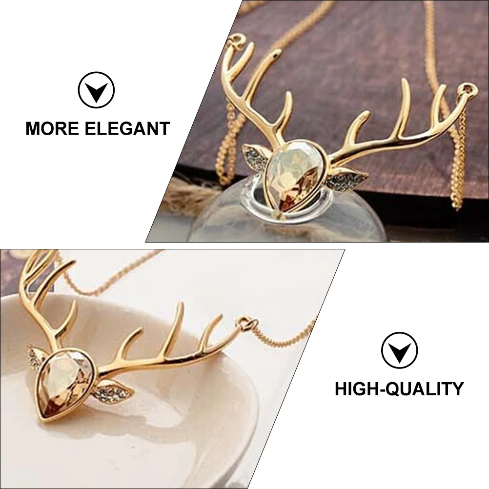 

Deer Head Pendant Elegant Necklace Gift Women Jewelry Alloy Daily Wear Spotlight