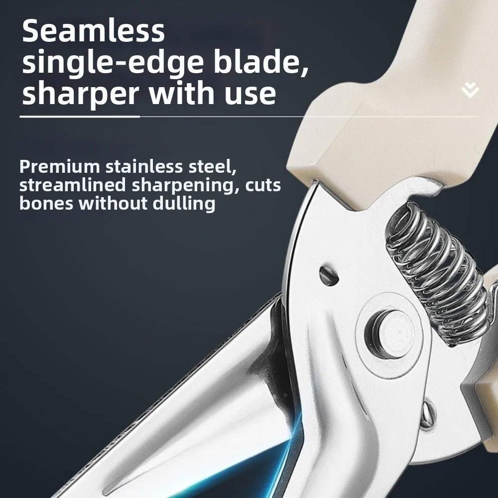Multi-Functional Magnetic Kitchen Scissors Non-slip Handle Effort-saving Chicken Bone Scissors Spring Assisted with Holder