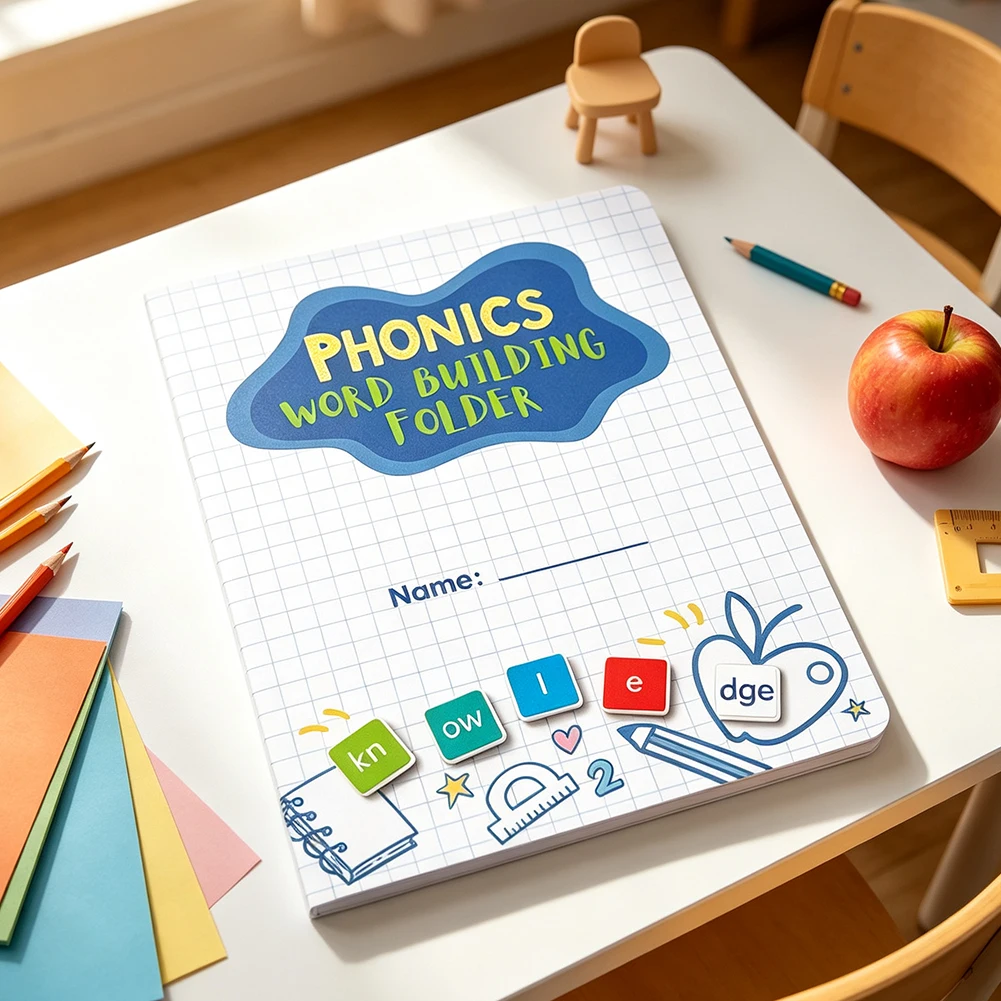 Phonics Word-Building Magnetic Tiles Color-Coded Word Building Set With Dry-Erase Folder Early Educational Present
