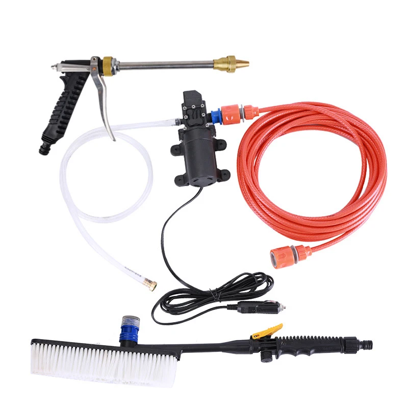 

New 60W Dc 12V Car High Pressure Spray Car Washer High Pressure Portable Car Wash Pump Set Tool Kit With Brush